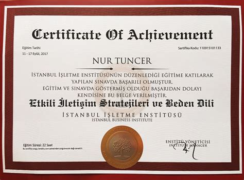 Istanbul iletişim enstitüsü sertifika